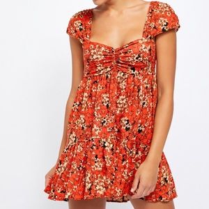 Free People Pattern Play Mini Dress in orange floral